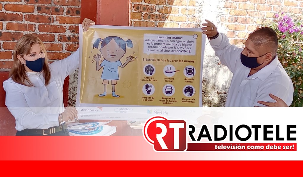 Entrega SEE estación de lavado de manos e insumos sanitarios en telesecundaria de Morelia