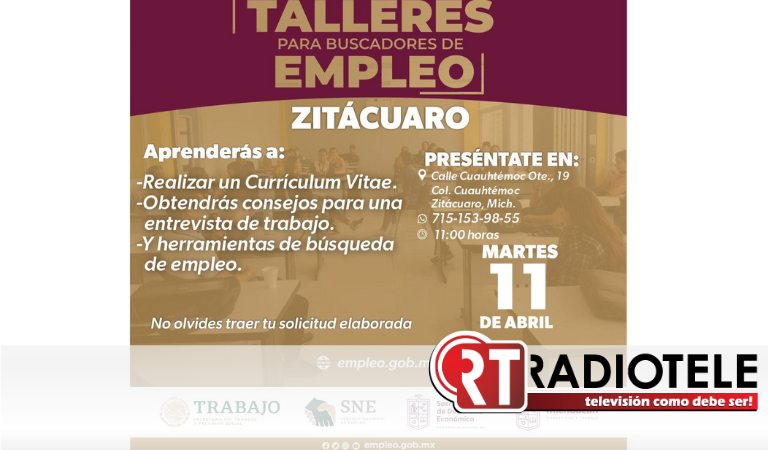 Habrá talleres para buscadores de empleo en 5 municipios de Michoacán