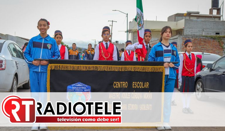 Con desfile, Centro Escolar “Maestro Aquiles Córdova Morán” conmemora la Revolución Mexicana