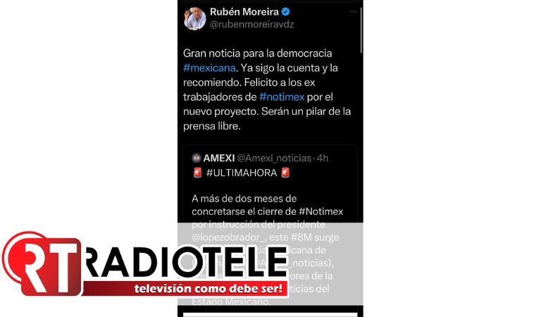 Gran noticia para la democracia mexicana la creación de AMEXI, nueva Agencia Mexicana de Información: Rubén Moreira
