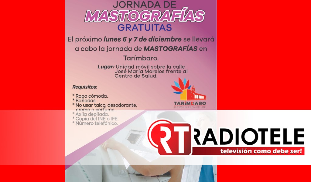 Habrá jornada de mastografías gratuitas en Tarímbaro el próximo 7 de diciembre