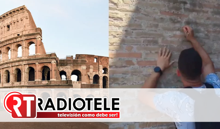 Gobierno de Italia busca a turista que grabó inscripción en muro del Coliseo romano