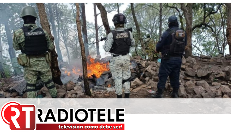 Guardia Civil, Sedena y GN destruyen campamento ilícito; hay un detenido y armamento asegurado