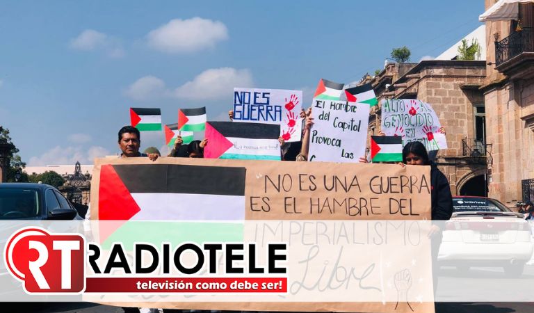 Antorchistas michoacanos exigen alto al genocidio contra el pueblo palestino