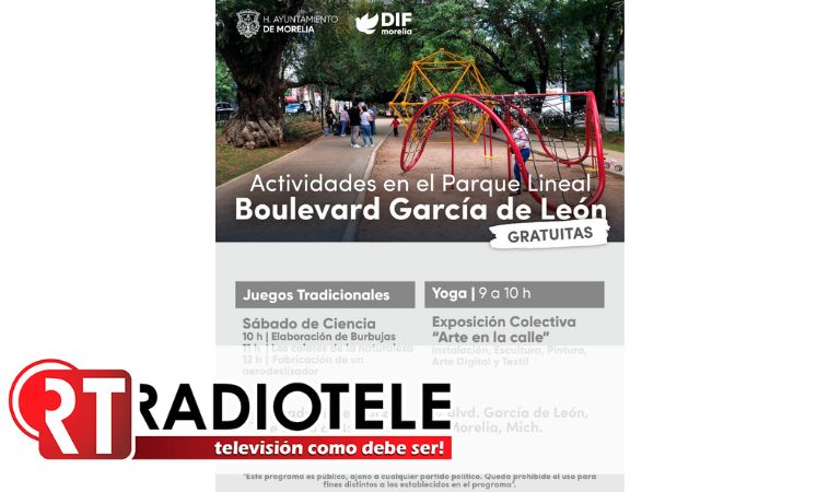DIF Morelia invita a actividades culturales, educativas y recreativas en el Parque Lineal del Boulevard