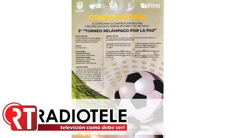 Invita Gobierno de Morelia a “2° Torneo Relámpago por La Paz”