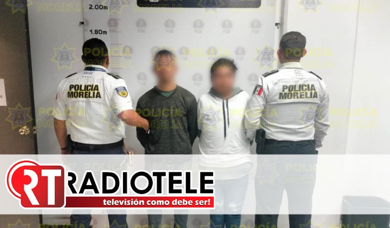 Policía Morelia detiene a 2 por robo a comercio en la Vasco de Quiroga